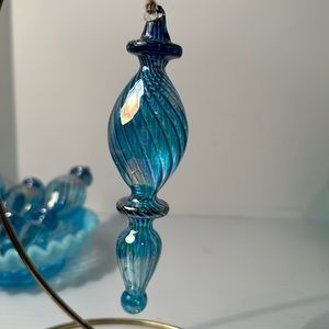 Blue gorgeous hand blown  Christmas ornament 4 total